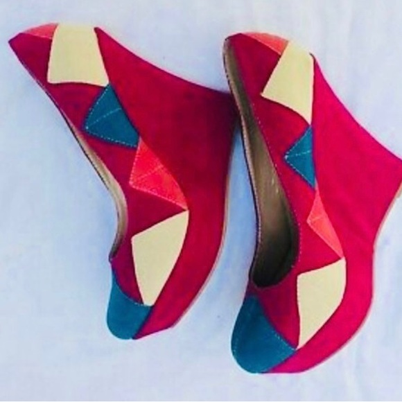 ALBA Multicolor Platform Wedge High Heels Shoes. Size 10 - Picture 7 of 8